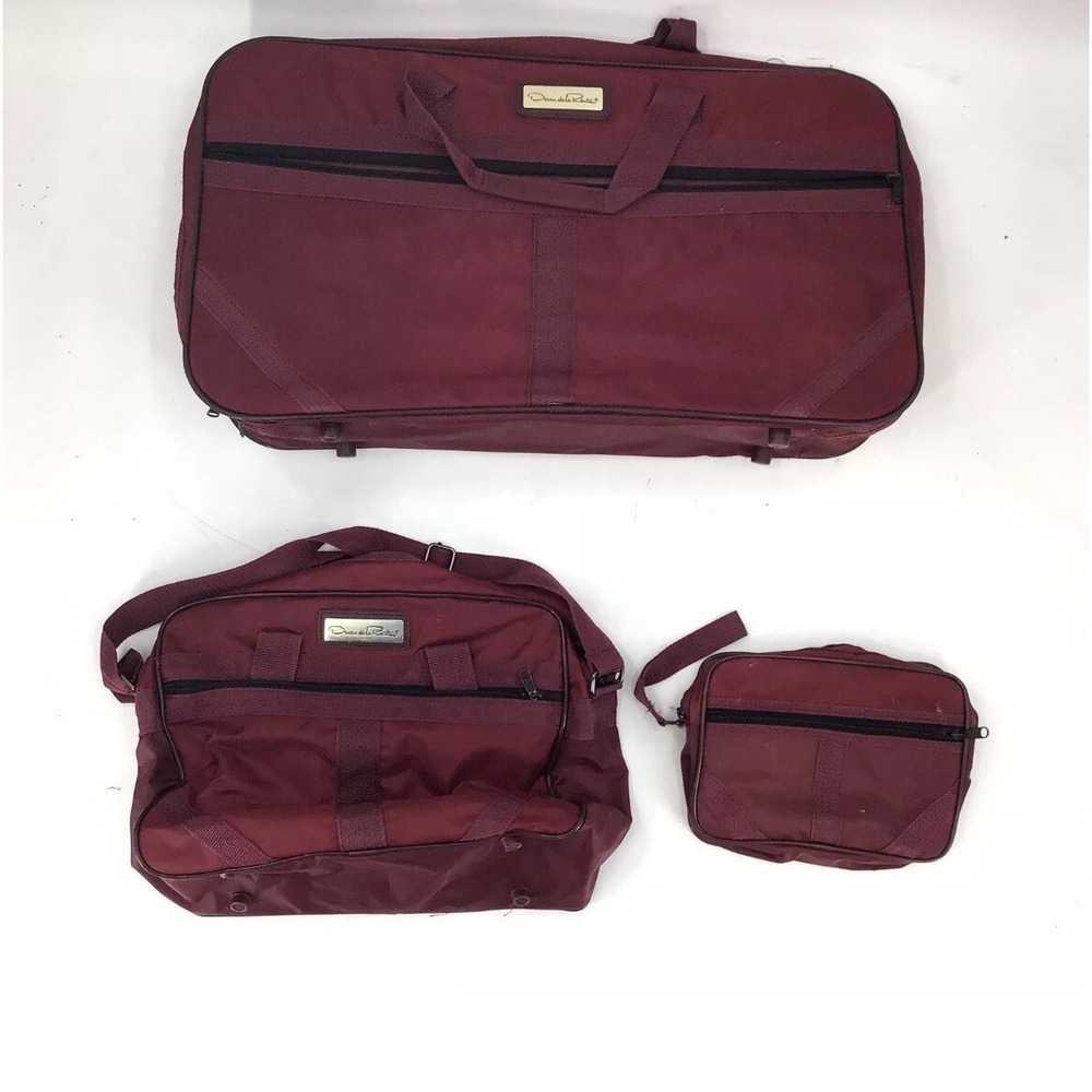 Oscar De La Renta Maroon Travel Bag Luggage Set of 3